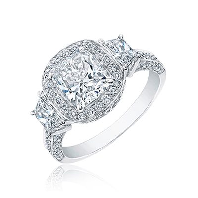 2.50 Carat 18k White Gold Cushion Cut Diamond Engagement Ring GIA Certified