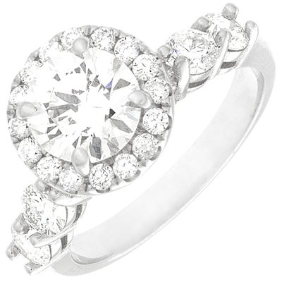 Halo Round Shape Diamond Engagement Ring 2.00 Carat 18k Gold GIA Certified