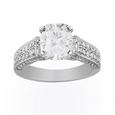 GIA Certified 3.00 Carat Cushion Cut Diamond Engagement Ring 14k White Gold
