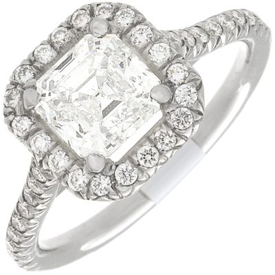 GIA Certified Asscher & Round Cut Diamond Engagement Ring 2.60 CT 18k Gold