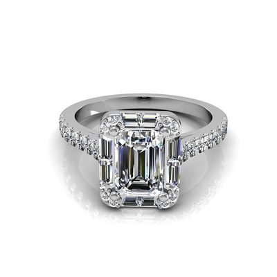 GIA Certified 2.50 Carat Emerald Cut Diamond Engagement Ring 18k White Gold