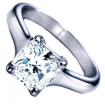 Elegant Solitaire 2.00 CT Princess Cut Diamond Engagement Ring Platinum GIA
