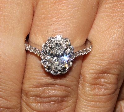 GIA Certified 2.50 Carat Oval Cut Diamond Engagement Halo Ring 18k White Gold