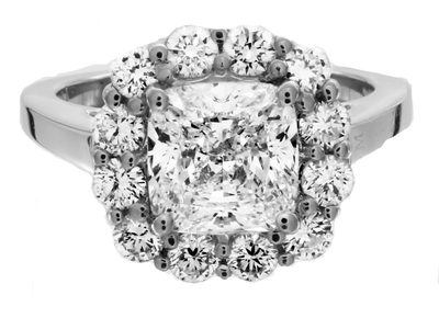 GIA Certified Diamond Engagement Ring 2.00 Carat Cushion Cut 18k White Gold
