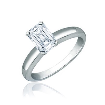 Emerald Cut Solitaire Diamond Engagement Ring 1.50 Carat GIA Certified 18k Gold