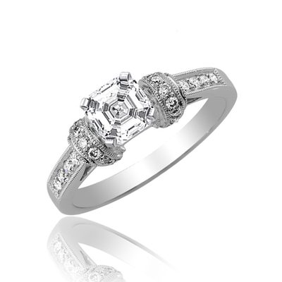 Asscher Cut 2.50 CT Diamond Engagement Ring GIA Certified 18k Gold