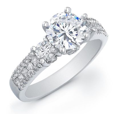 Round Cut 18k White Gold Diamond Engagement Ring 3.00 CT GIA Certified