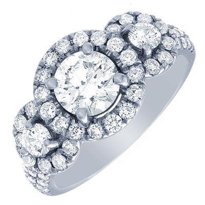 GIA Certified 18k Gold Round Shape 2.90 Cut Diamond Engagement Ring