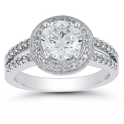 GIA Certified 3.00 Carat Diamond Engagement Ring Round Cut 18k White Gold