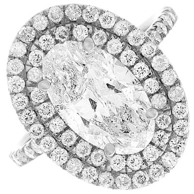 2.50 Carat Oval & Round Cut 18k Diamond Engagement Ring GIA Certified