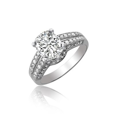 GIA Certified Diamond Engagement Ring 3.00 Carat Cushion Cut 18k White Gold