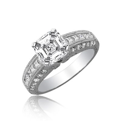 Diamond Engagement Ring 18k Gold Asscher Cut GIA Certified 3.50 Carat