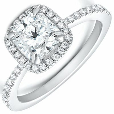 GIA Certified Diamond Engagement Ring Natural Cushion cut  2.77 carat 18K Gold