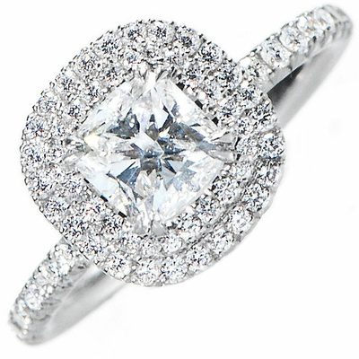 GIA Certified Diamond Engagement Ring Natural Cushion cut  3.11 carat Platinum