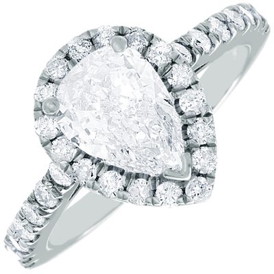 Diamond Engagement Ring Pear & Round Cut GIA Certified 2.50 CT 18k Gold