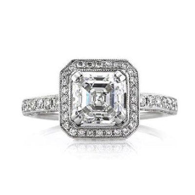 Asscher Cut GIA Certified Diamond Engagement Ring 3.50 CT 18k Gold