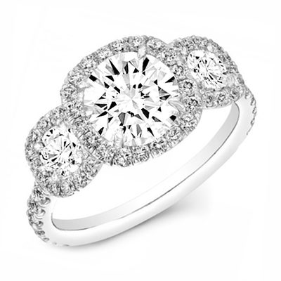 GIA Certified Platinum 3.00 Carat Round Cut Diamond Engagement Ring