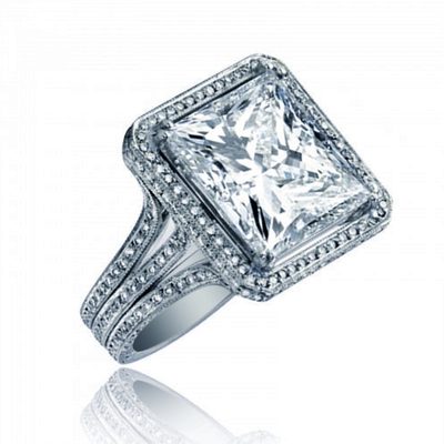 GIA Certified 3.50 CT Radiant Cut Diamond Engagement Ring 18k Gold