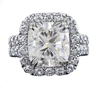 GIA Certified Diamond Engagement Ring 4.00 Carat Cushion Cut 18k White Gold