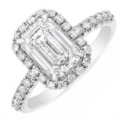 Emerald Shape Diamond Engagement GIA Certified Halo Style Ladies Ring 4.00 ct