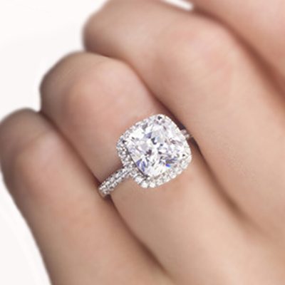 GIA Certified Diamond Engagement Ring 3.00 carat Cushion Shape Platinum