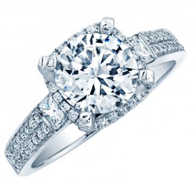 GIA Certified 3.50 Carat Round Cut 18k White Gold Diamond Engagement Ring