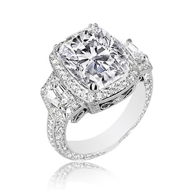 3.50 Carat Cushion Cut Diamond 18k Gold Engagement Ring GIA Certified