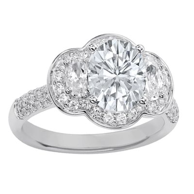 GIA Certified Oval Diamond Engagement Ring 3.13 Ct 18K White Gold IF I