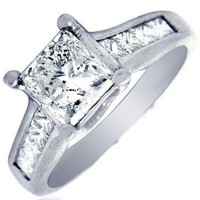 4.00 Carat Princess Cut Diamond Engagement Ring 18k Gold GIA Certified