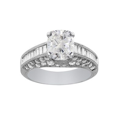 GIA Certified Diamond Engagement Ring 18k White Gold 3.40 carat Cushion Cut