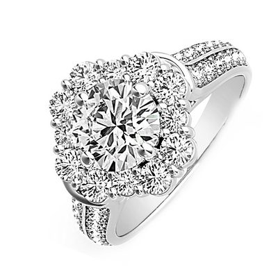 Round Cut GIA Certified Diamond Engagement Halo Design Ladies Ring 3.45 Carat...