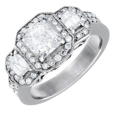 GIA Certified 3.50 Carat Radiant Cut Diamond 18k Gold Engagement Ring