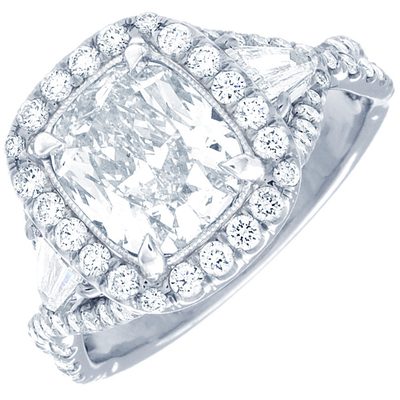 GIA Certified Cushion Cut Diamond 3.70 Carat Engagement Ring 18k Gold