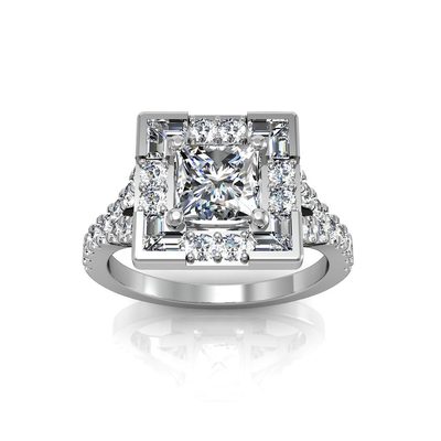 Diamond Engagement Ring Princess Cut GIA Certified 18k White Gold 3.50 Carat