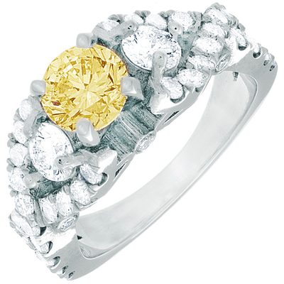 Fancy Yellow Round Diamond Engagement Ring GIA Certified  3.25 CT. Platinum