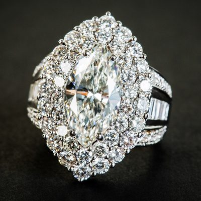5.00 Carat Marquise Cut Diamond Engagement Ring 18k White Gold GIA Certified