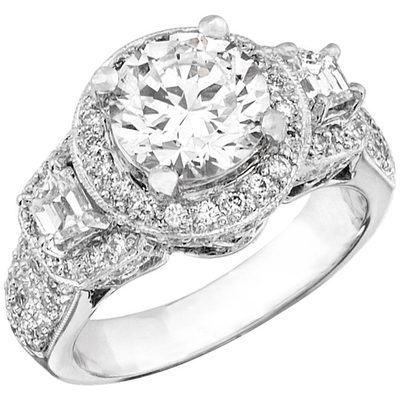 Diamond engagement Ring 3.30 Carat GIA Certified Round Shape Platinum