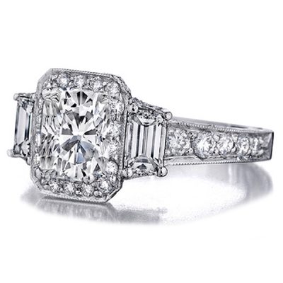 Radiant Cut Diamond 18k Gold 3.50 Carat Engagement Ring GIA Certified