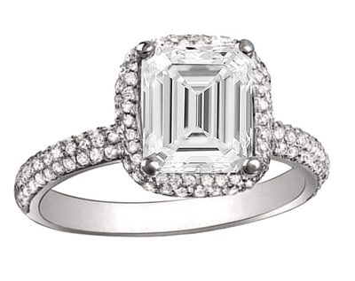 GIA Certified Diamond Engagement Halo Ring 4.00 Carat Emerald & Round Shape 18k