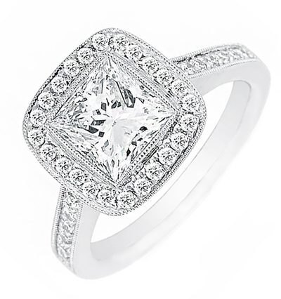 Princess and Round Cut Halo Diamond Engagement Ring 4.20 carat total weight 1...