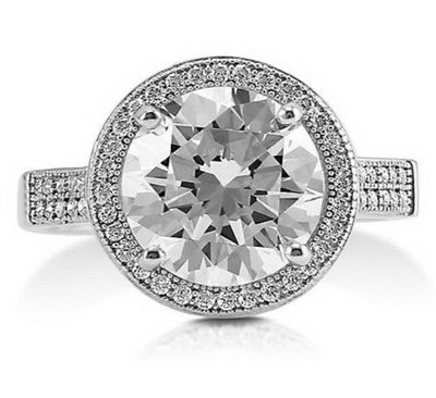 GIA Certified 3.50 Carat Round Cut Diamond Engagement Ring 18k White Gold