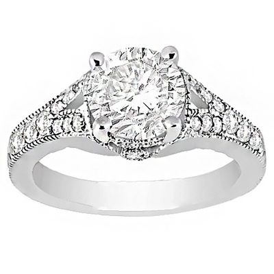 Vintage Style Ladies Natural Diamond Engagement Ring 3.10 carat Round Brillia...