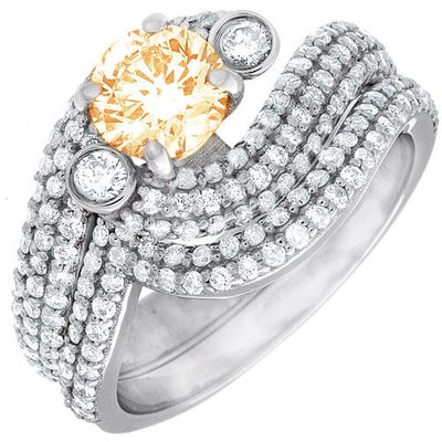 Fancy Yellow Round Shape GIA Diamond Engagement Ring Platinum 4.81 CTW
