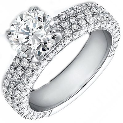 Diamond Engagement Ring GIA Certified Round Shape 3.50 Carat 18k White Gold