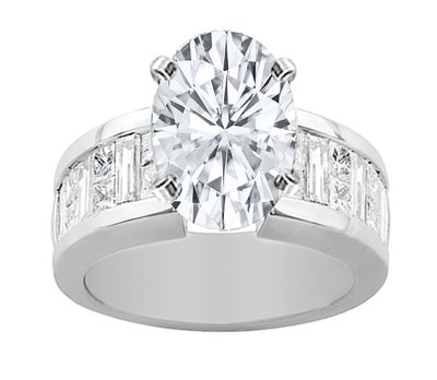 GIA Certified Oval Diamond Engagement Ring 4.74 Ct 18K White Gold VVS2 H