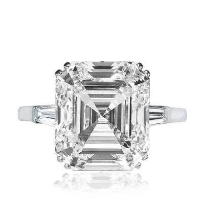 Platinum Asscher and Baguette Cut 5.00ct Diamond Engagement Ring GIA Certified