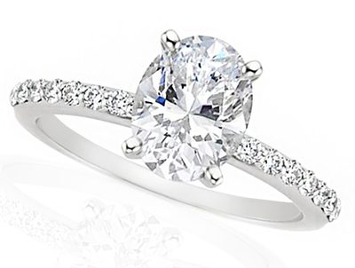 GIA Certified 18k White Gold 4.00 Carat Oval Cut Pave Diamond Engagement Ring