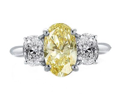 Platinum Engagement Ring GIA Certified Fancy Yellow Oval Cut Diamond 5.00 Ct