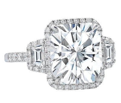 GIA Certified Platinum 4.50 Carat Cushion Cut Diamond Engagement Ring