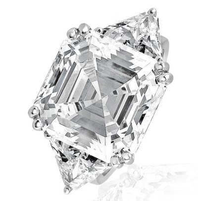 3.80 CT Asscher & Triangle Cut 3 Stone Diamond Engagement Ring GIA Certified ...